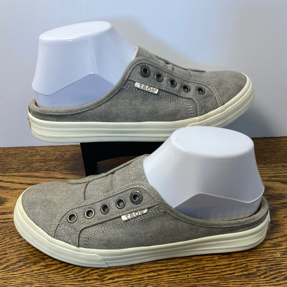 Taos Plim Soul Lux Mule Grey Canvas Slip On Sneakers Womens 7.5 21104